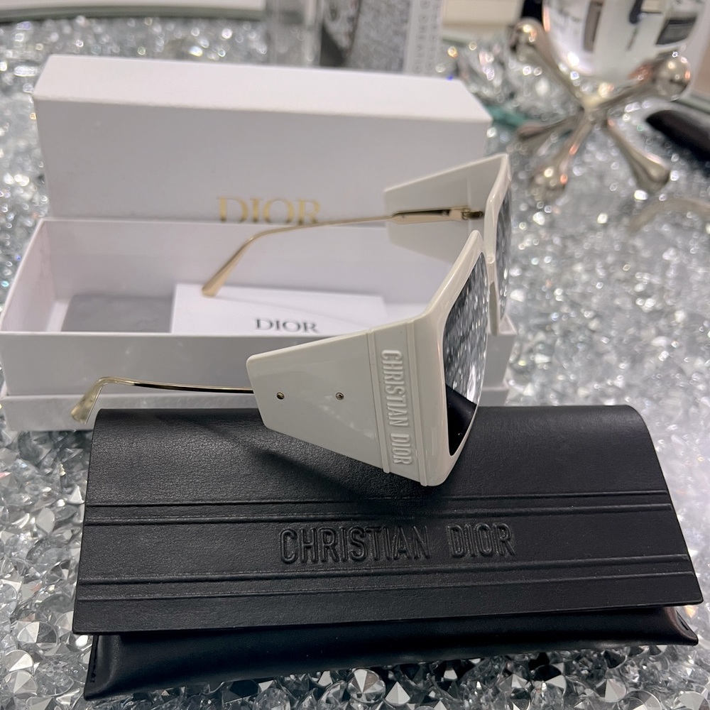 Dior White and Gold Sunglasses